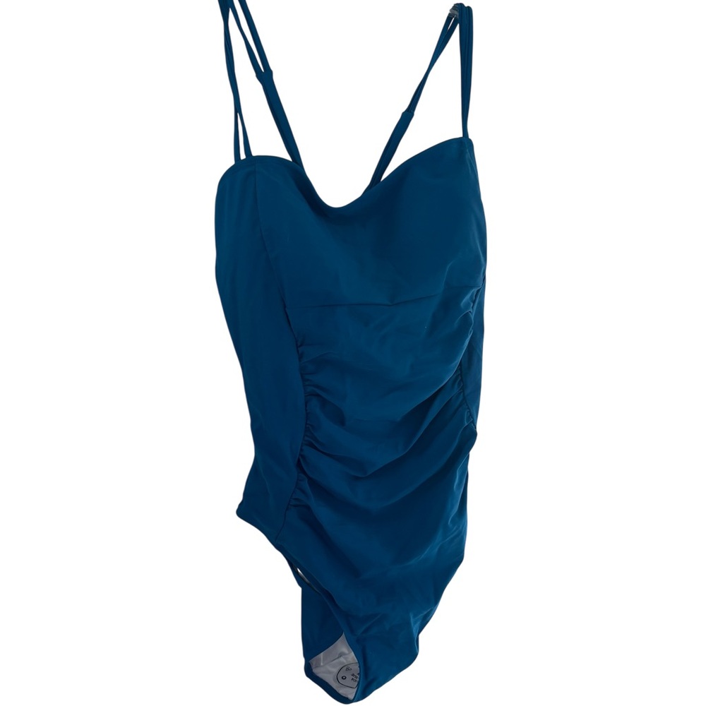 High Leg One Piece Swimsuit Blue Size XL